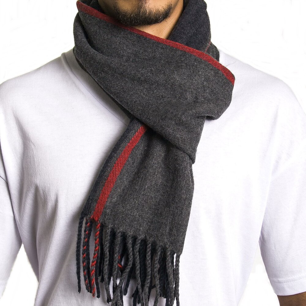 9370 Plaid Scarf Soft Winter Scarves Unisex,Red Stripe,One Size